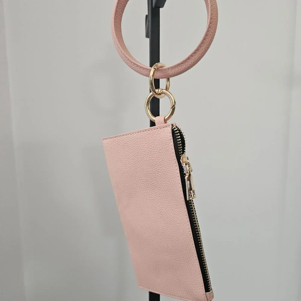 Key Chain Bracelet With Wallet Light Pink